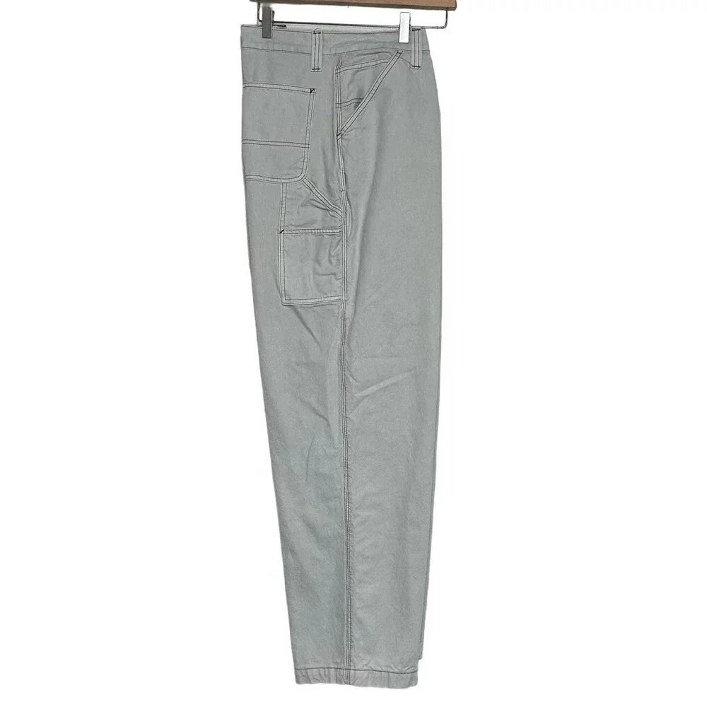 ASOS DESIGN Carpenter Pants 14 Gray High Rise Utility Workwear Straight Leg